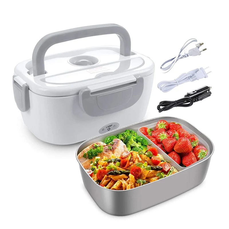 Portable Electric Lunch Box Stainless Steel Heating Food Heater Warmer