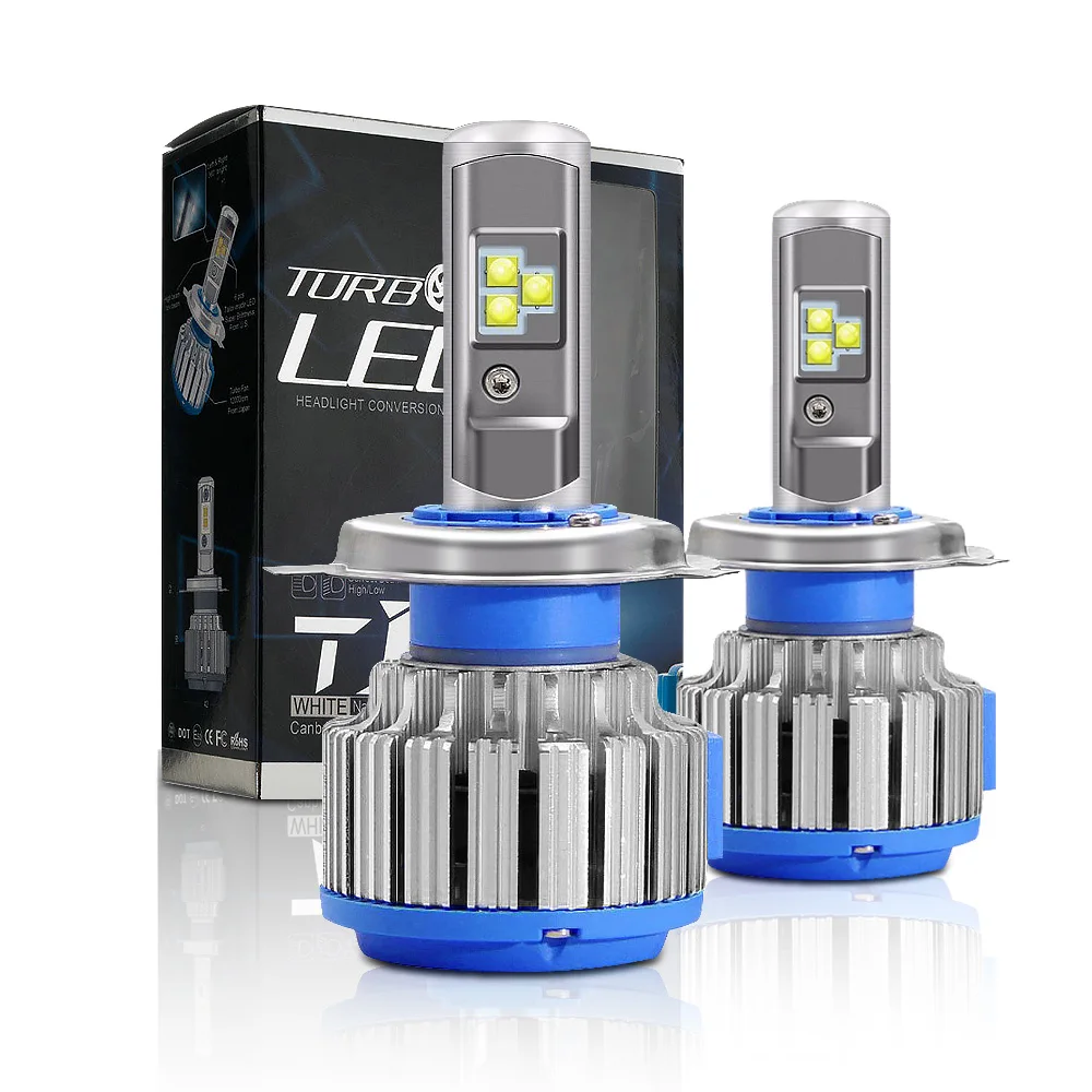 T1 Turbine led light globes for cars h4 h7 h11 H13 9005 9006 9007 top 10 led conversion headlight kits 80w 8000lm