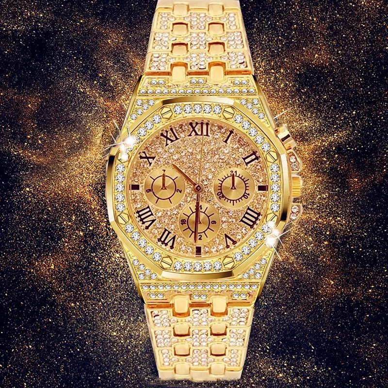 Diamond Watch Top Brand Luxury Iced Out Watch Gold Mens Watches For Men