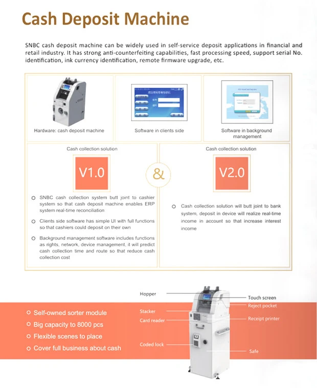 SNBC CDM Modern Design Mini Cash Deposit Machine Kuan Cash Deposit Machine Undercounter