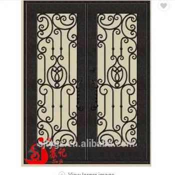 Classical Ornamental Wrought Iron Entrance Door Metal Double