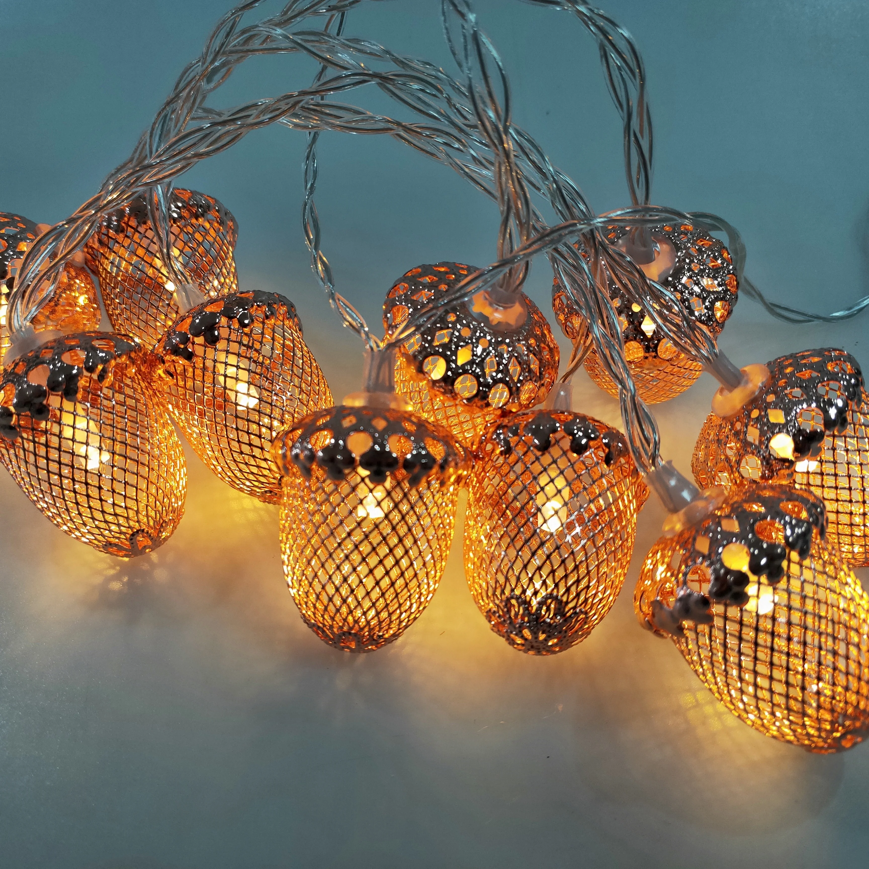 Bolylight 10L 2*AA Battery Metal Rose Golden Pine Cone Led Christmas Decorations String Lights