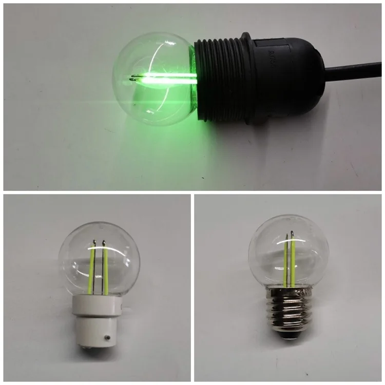 1W 2W coloured led globe festoon filament bulb B22 E27 dimmable led bulb G45 230v for outdoor lighting