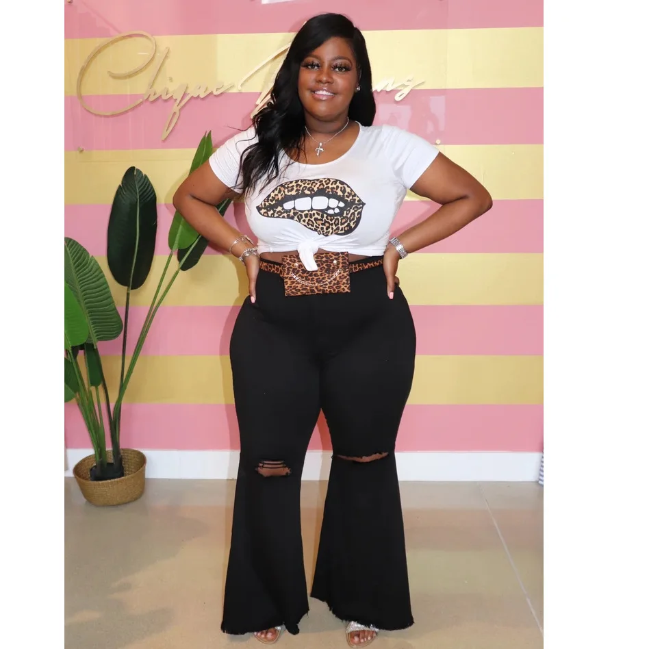 black plus size bell bottom jeans