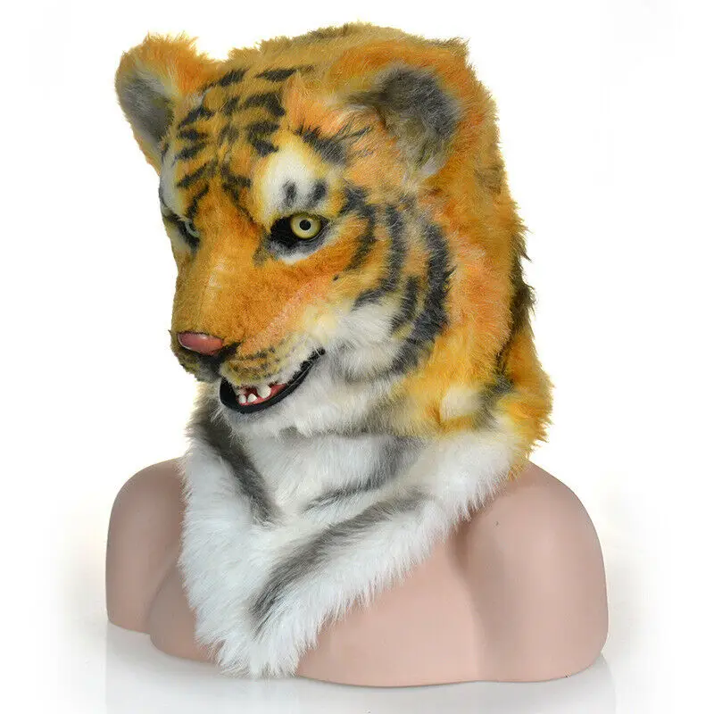 Tiger Head Mask Realistic Animal Halloween Mask For Halloween Cosplay ...