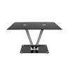 4-6 Seater V Design Italian Dining Table Black Gloss Chrome Glass Dining Table