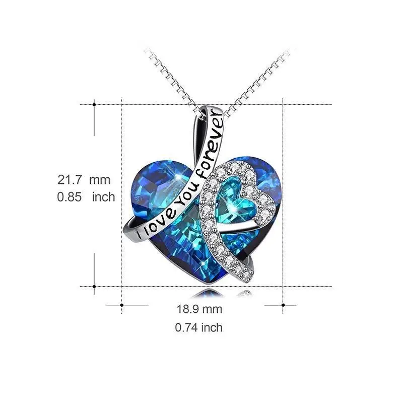 Custom Girlfriend Heart Of Ocean Blue Crystal Pendant Diamond Necklace ...