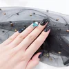 blue diamonds and sexy black with a comfortable touch on false nails