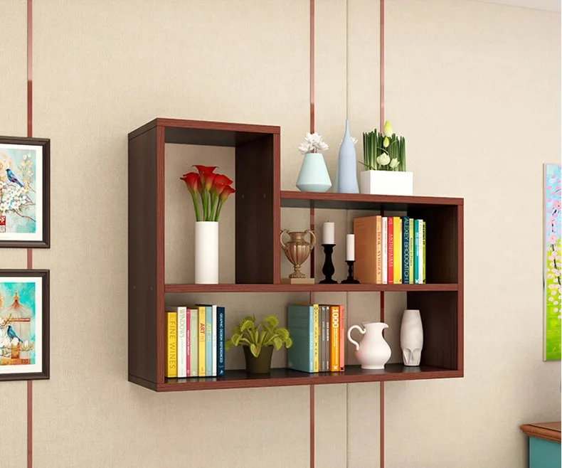 Simple design of a variety of color custom living room hotel wood material wall shelf