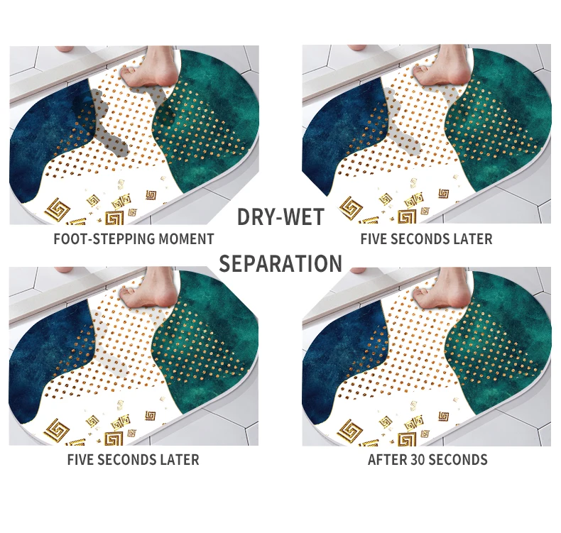 custom carved shape diatomite mud pad bathroom non-slip bath mat