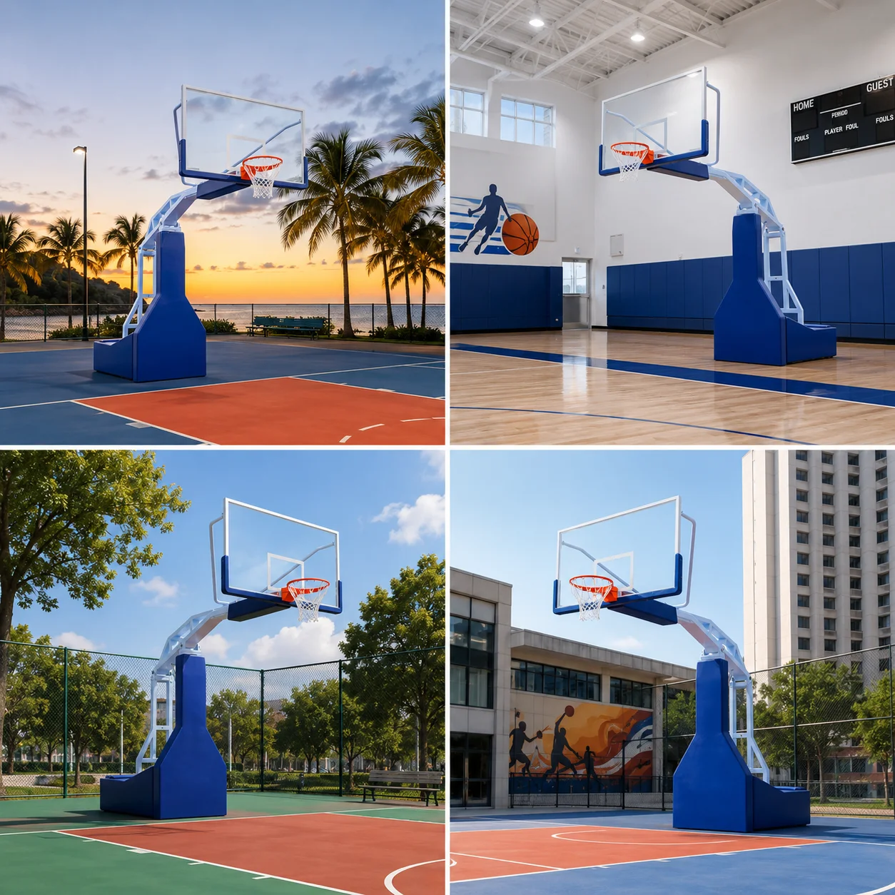 LDK Cheap Basketball Hoop Panneaux De Basket Outdoor Court Equipment Basketball Stand with Scoreboard