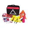 Road emergency car kit with booster cable and warning triangle
