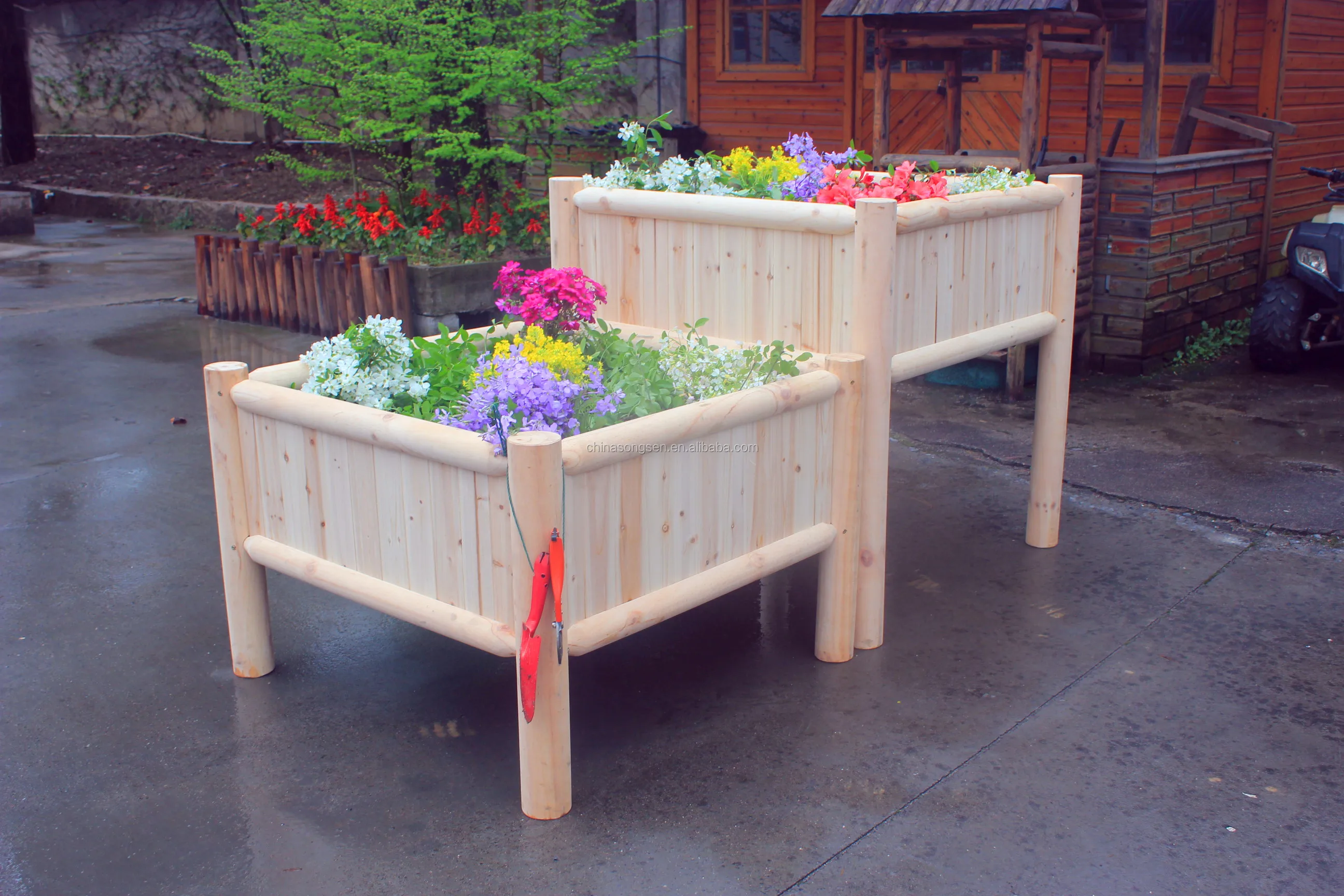 Natural Wood Outdoor Raised Garden Planter Bed Buy Wooden Raised Planter,Wood Garden Bed,Wood