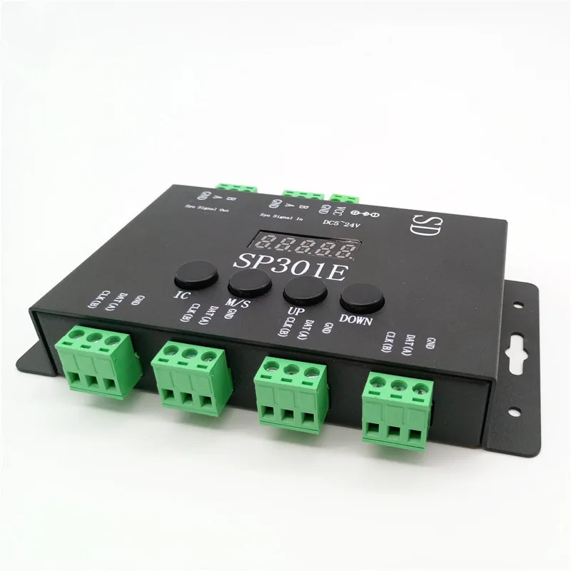 SP301E Programmable DMX RGB LED Controller DC5V 12V 24V 2048pix SPI DMX Controller for IC LED Strips