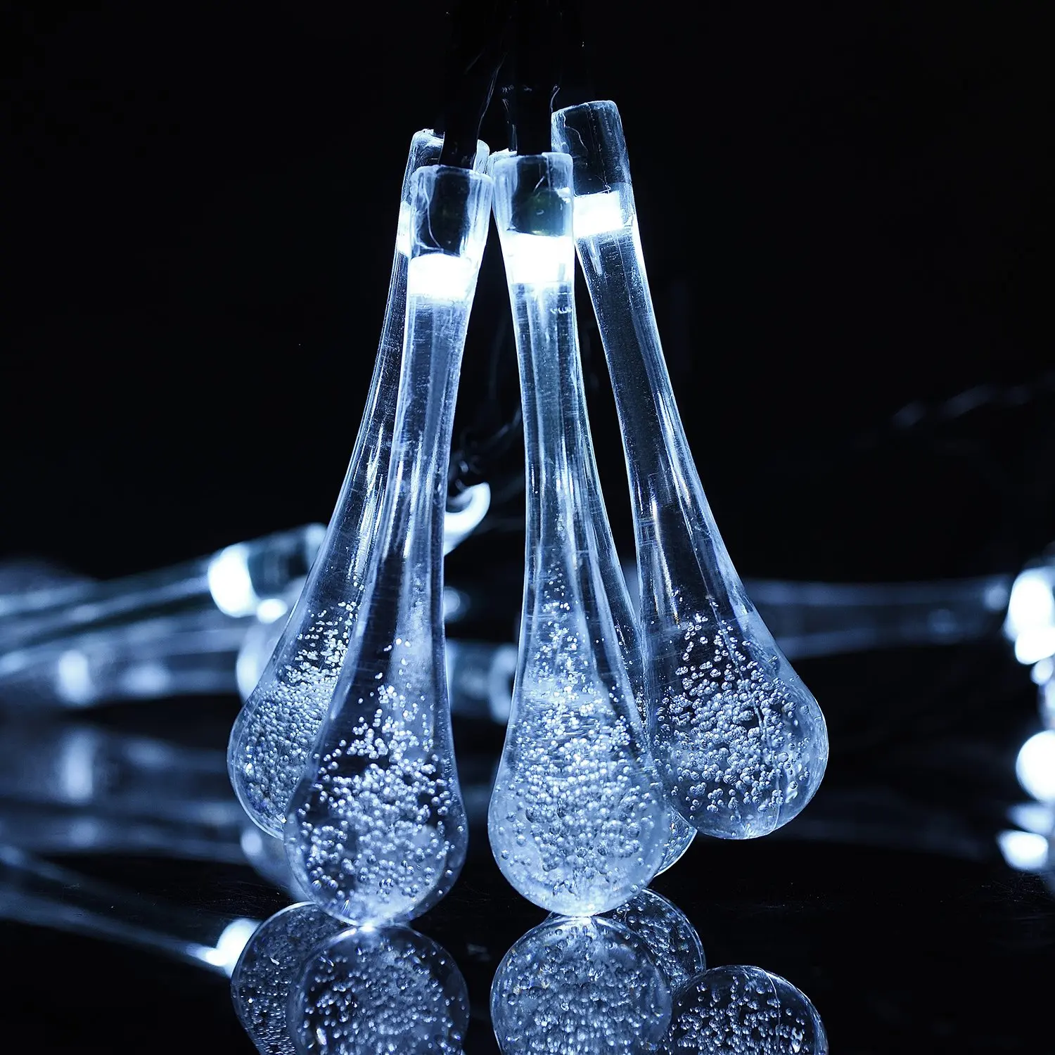 太阳能灯串 40 led 水滴太阳能防水灯花园,庭院,庭院,家庭, 派对-白色