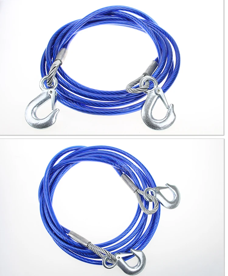 Car Emergency Heavyduty Steel Wire Rope Tow Cable / S Hooks Wire