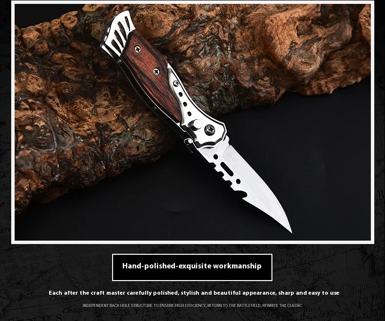 Portable Stainless Steel Mini Fruit Knife High Hardness Folding Wilderness Survival Cutting Blade Outdoor Rubber Grip for DIY