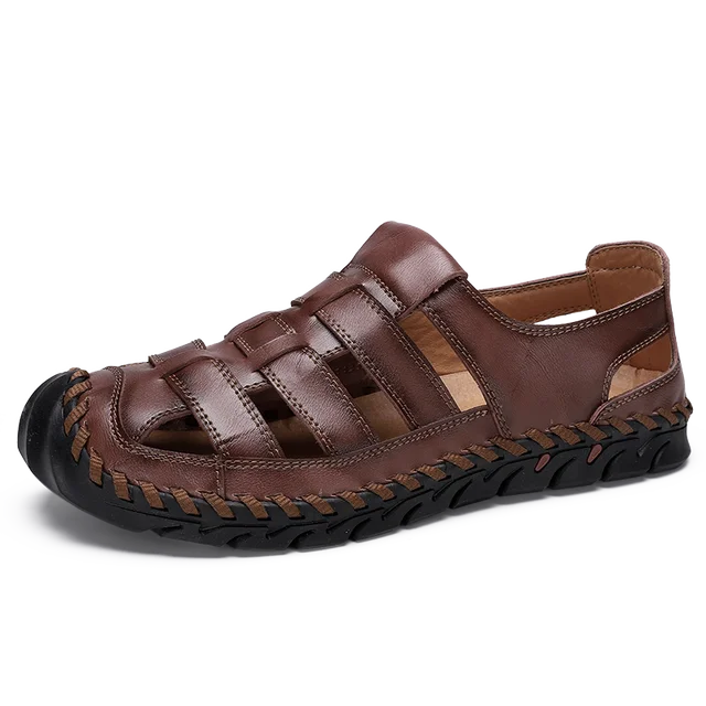 Sandales Bout Ferm/é Homme Cuir Chaussures de Plage Piscine Pantoufles D/ét/é Sport Marche Randonn/ée Sandales EU38-EU48