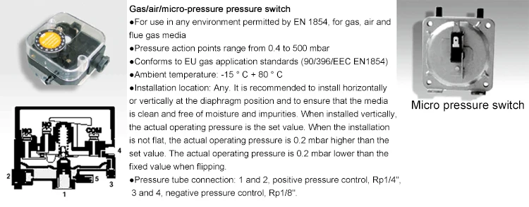 High quality air gas pressure switch