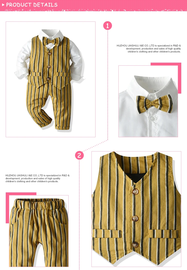 Green Stripe Boy Suit Clothing Set Kids Party Wear 2 Year Baby Boy