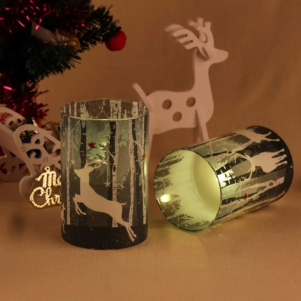Pattern glass factory offered remote control Battery Operated Tea Lights Led Flameless pillar Candle