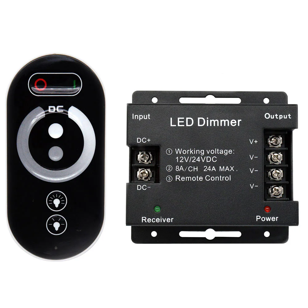 Factory Directly Touch Led Dimmer 288W 12V 24V 24A High Power 6keys Touch RF Remote Control Switch Mono LED Dimmer Controller