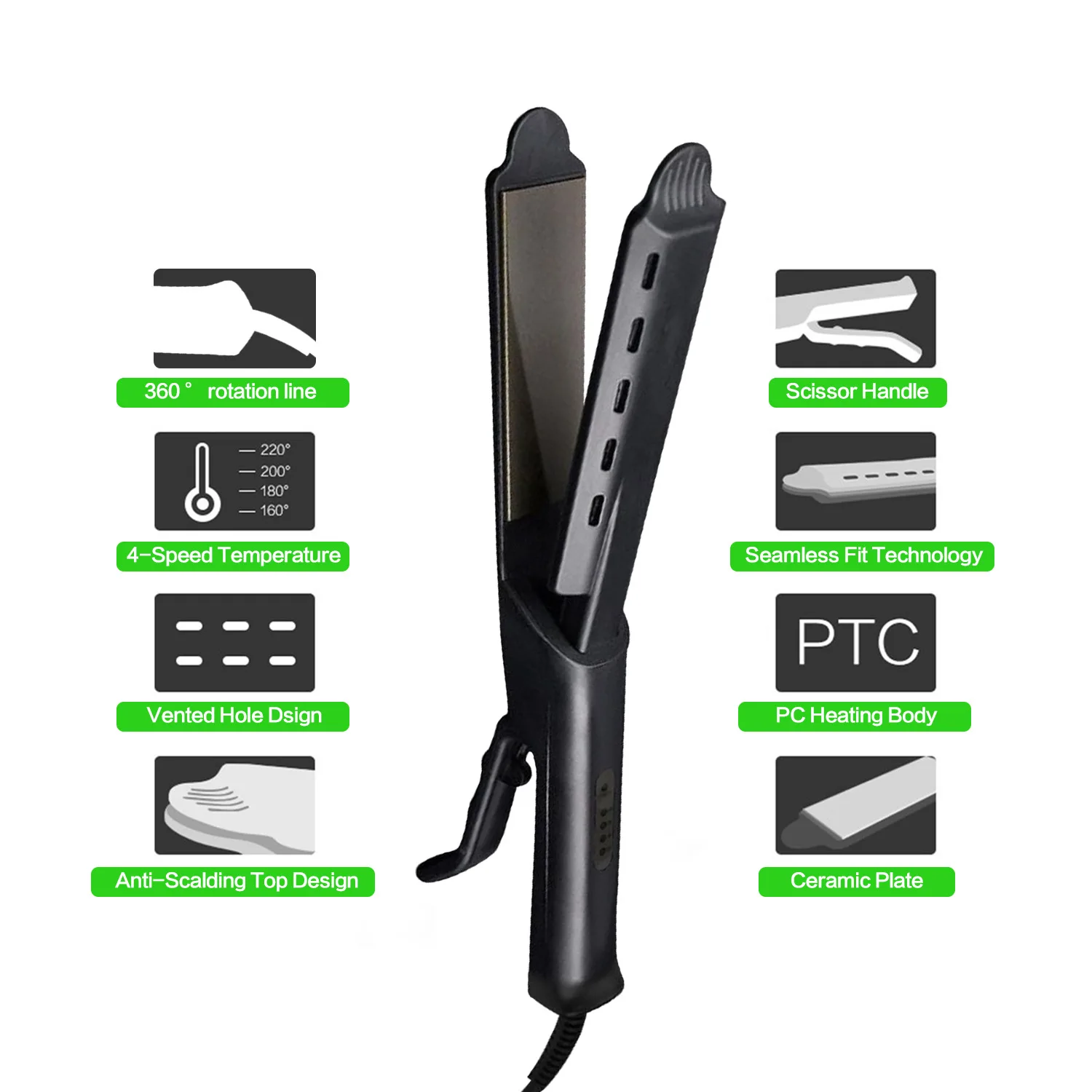 Professional Ceramic Hair Straightening Machine For Lcd Flat Ion Iron