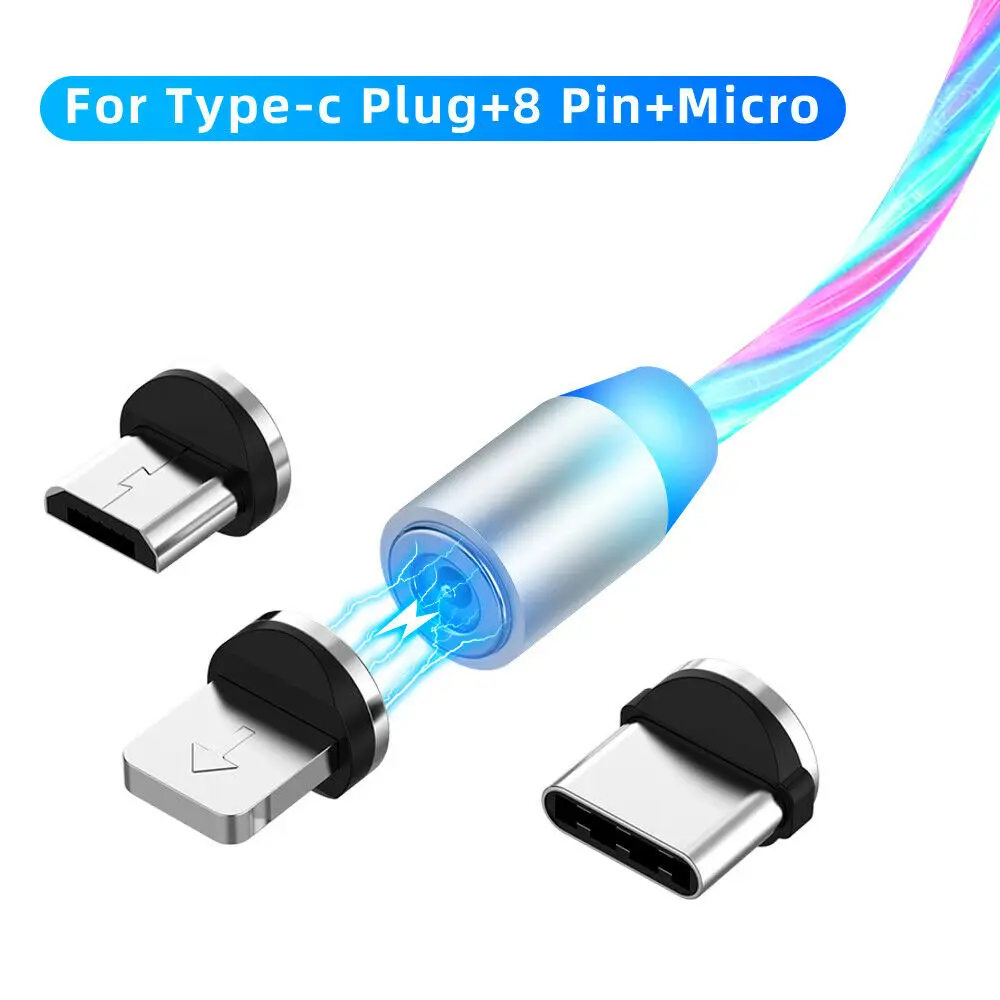 Wik 3 in 1 magnetic charging led charger luminous magnet usb cable - idealCable.net