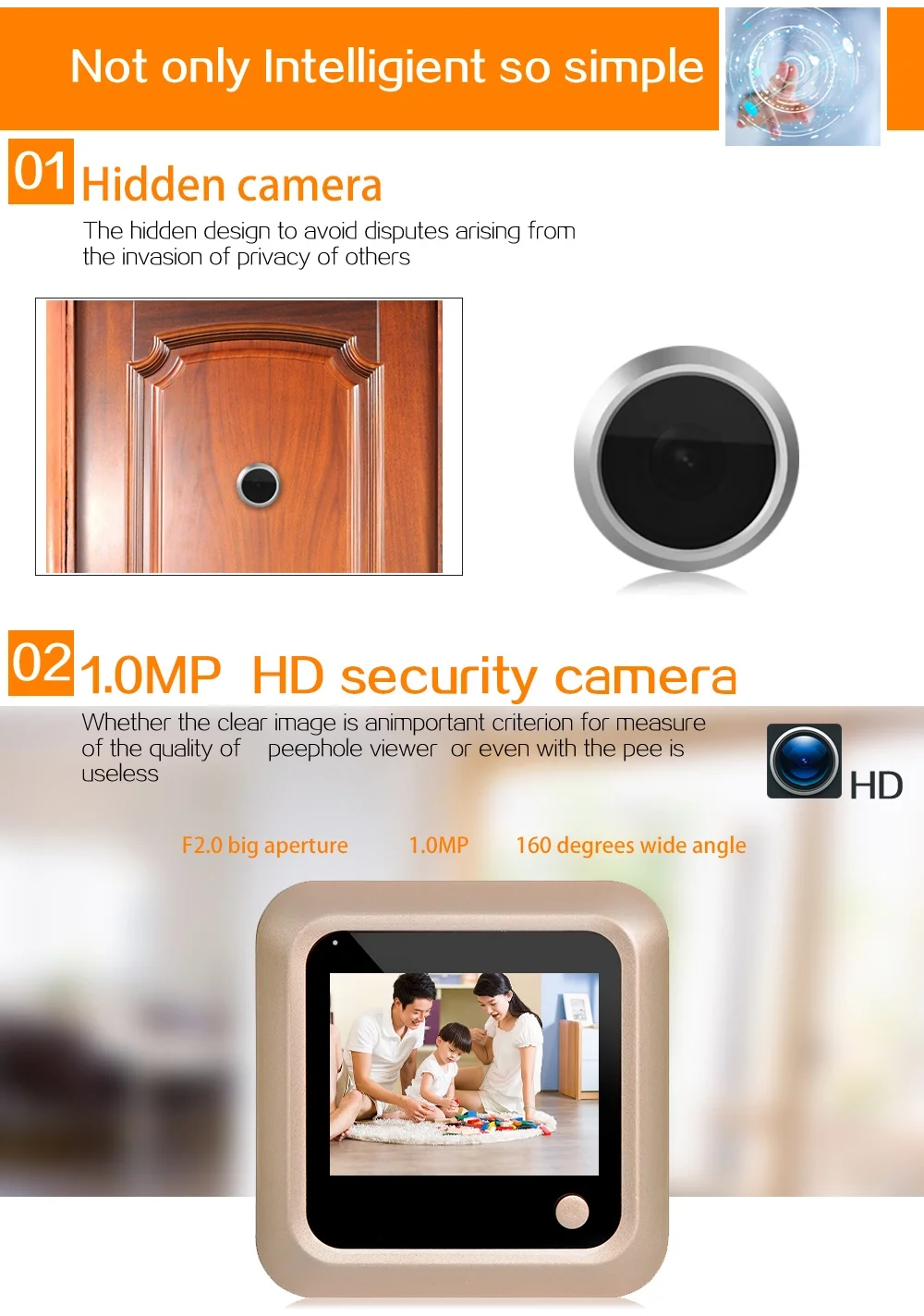 Hot Sales 2.4 Inch Digital Camera Peephole Door Viewer Hd Camera Video Door Phone Door Bell Doorbell For Home Security