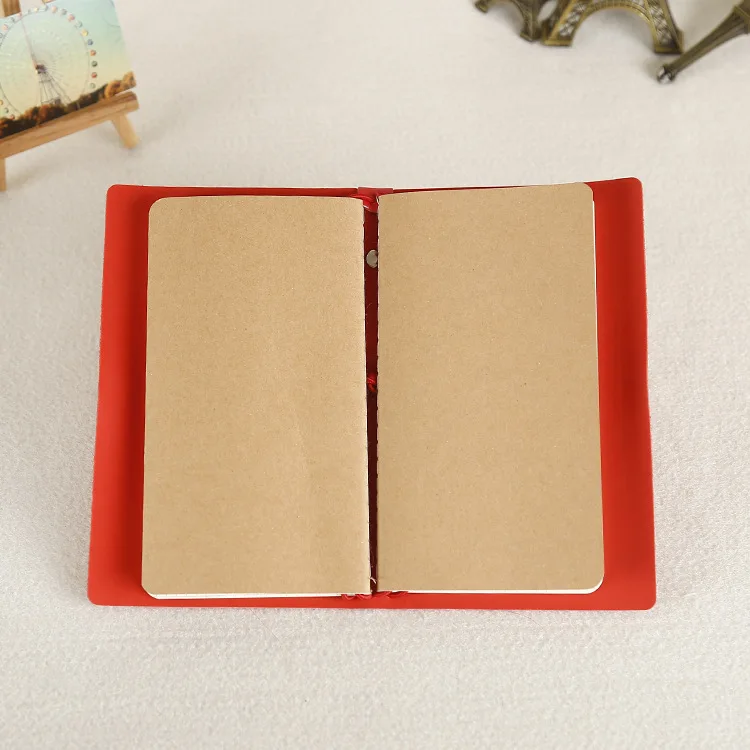 Latest arrival simple design PU leather cover planner red small writing diary notebook