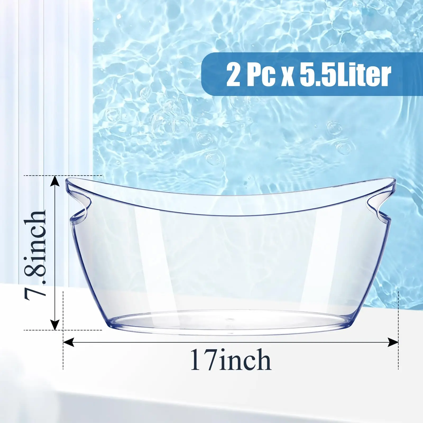 5 Liter Clear Ice Bucket - Perfect for Party & Cocktail Bar