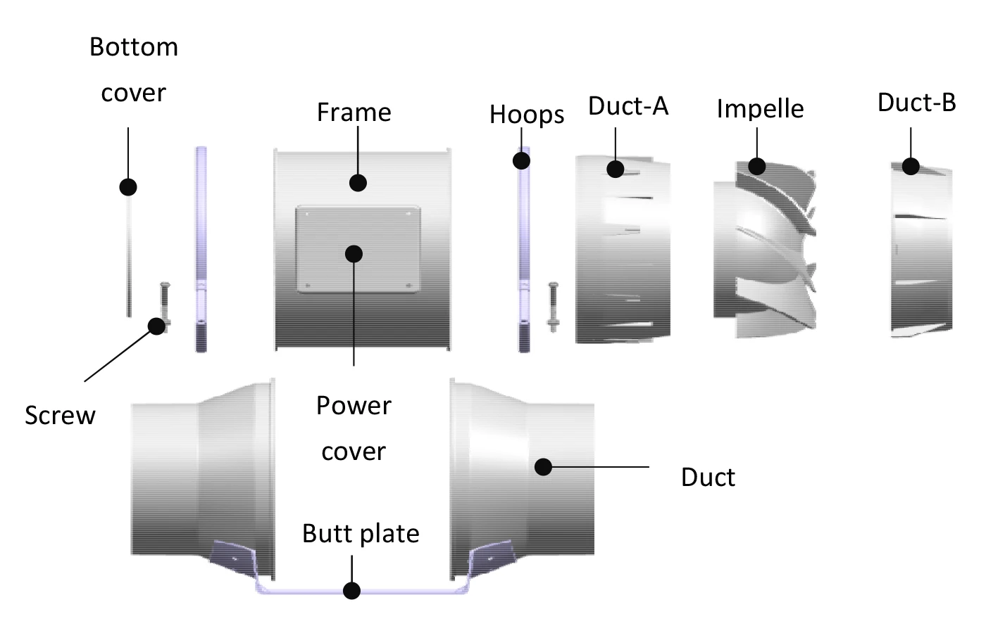 Inline Duct Fan, 220~240V, 350 CFM - detail 18