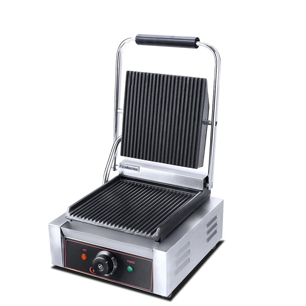 Commercial Sandwich Press Panini Grill single Plate Food Machinery Electric Contact Grill Press Grill