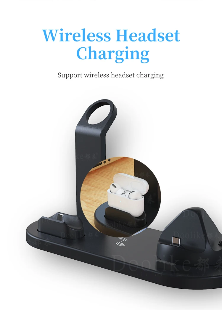 10W 4 in 1 wireless charger,mobile phone charging dock station / watch charging stand / headphone charging base for AirPods Pro