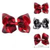 5INCH red and black cell printing ribbon christmas jojo bows