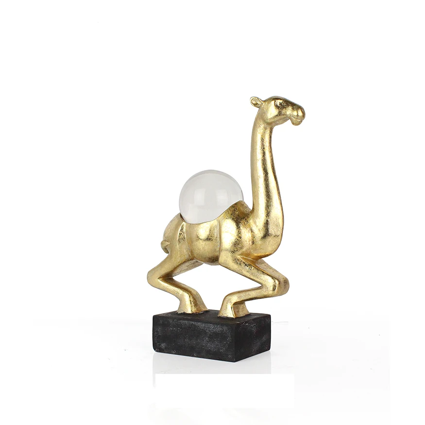 2021 handmade resin  gold camel sculpture home accessories resin animal decoration animal crafts factory