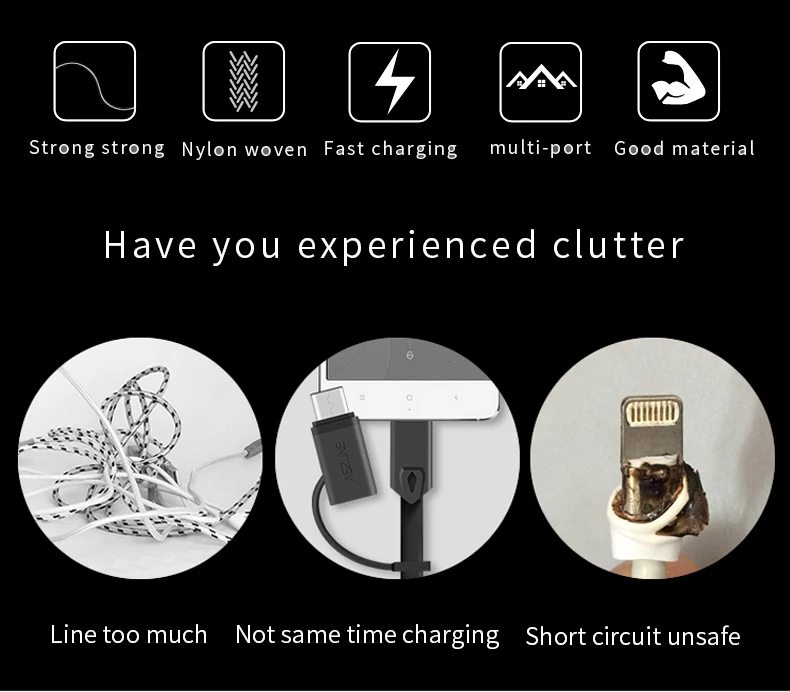 2019Laimoda Charging Fast 1.2M Long Bride cable Micro Portable Android Data Line Type-C 3 In 1 Usb Charger