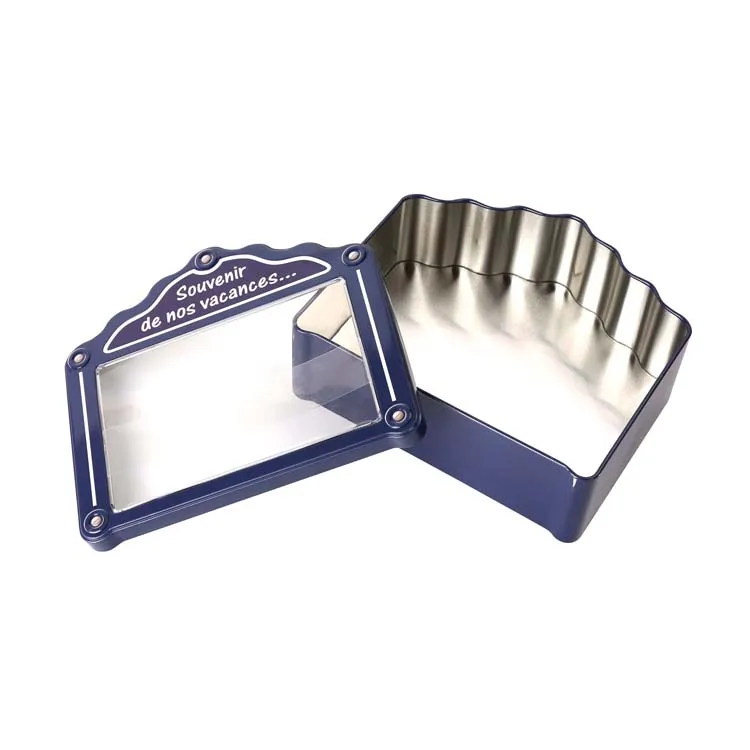 house shape gift box tin souvenir tin box with clear window