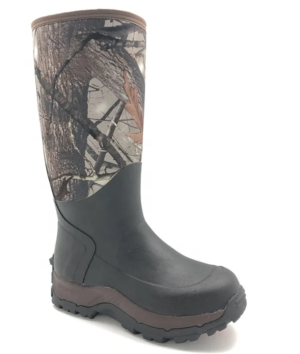 定制男士防水绝缘迷彩氯丁橡胶狩猎靴子