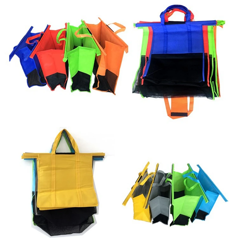 Lightweight practical supermarket shopping cart bag non woven fabric shopping bag with long handle