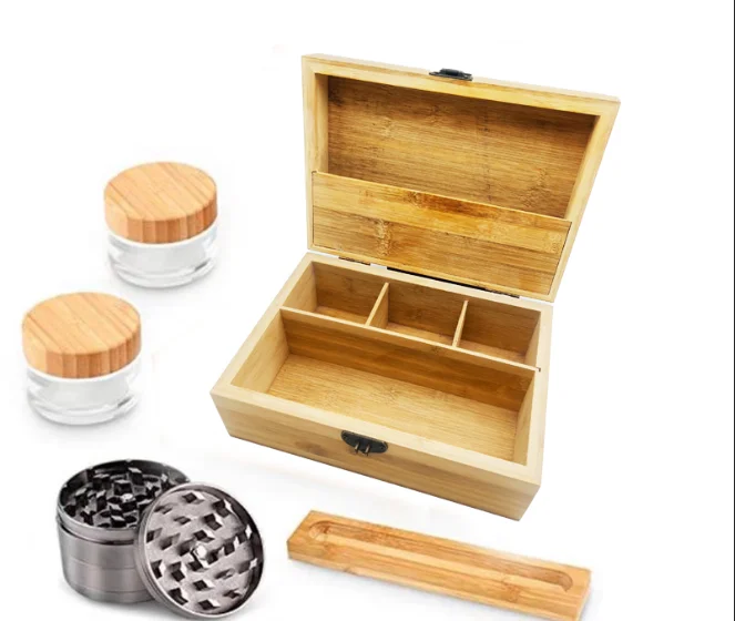 Wholesale Eco Friendly Natural Bamboo Wooden Rolling Tray Weed Stash