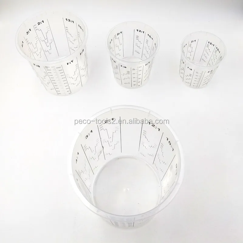 Disposable plastic paint mixing cups