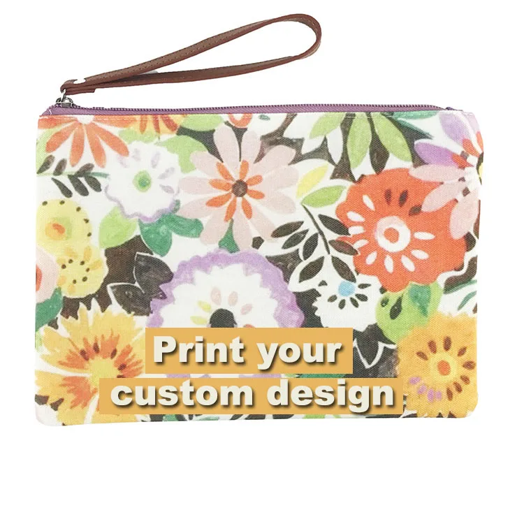 Blank Canvas Cosmetic Bag Custom Logo Print Eco-friendly