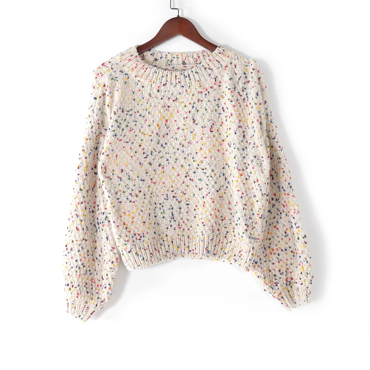 
2020 fall winter new design women knitted casual pullover with puff sleeves sweater manufacturer 