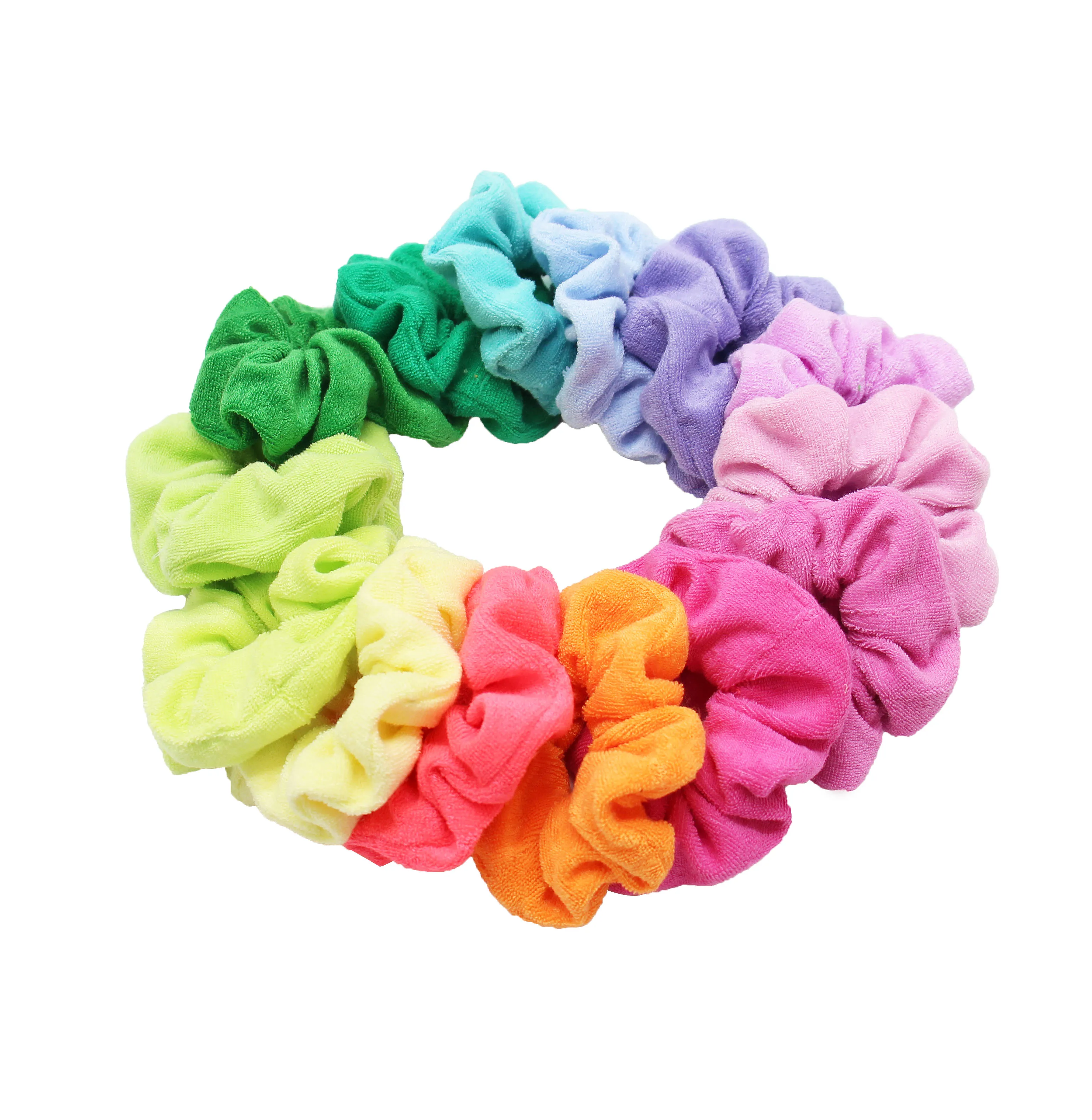 Hot Selling Bulk Solid Color Towel Fabric Terry Cheap Scrunchies Hair