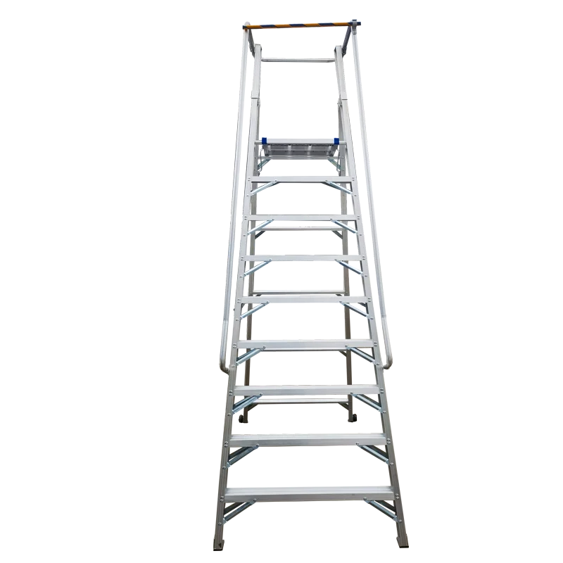 9 Steps Folding Aluminum Stair Work Platform Ladder Portable Stair