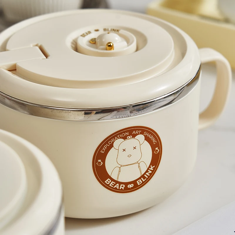 304 Stainless Steel Lunch Box With Handle Factory Price Round Japanese