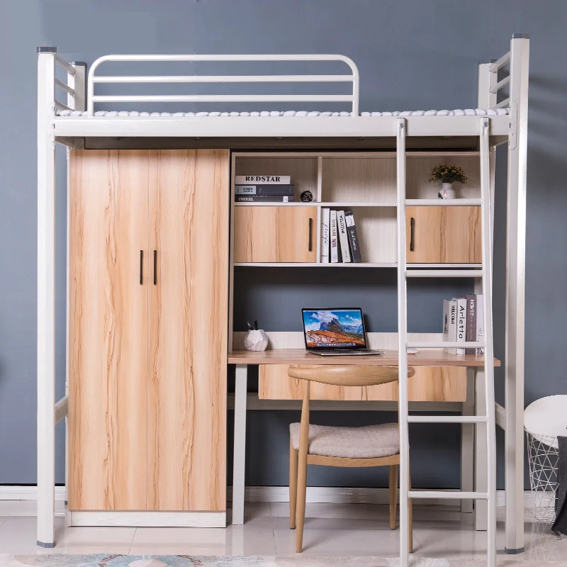Modern Design Dormitory Bedroom Loft Bunk Bed Furniture With Storage