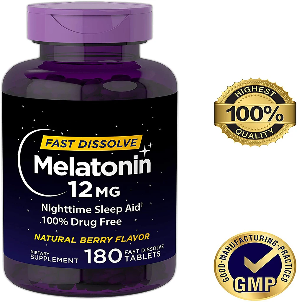 Oem Pivate Label Melatonin 12 Mg Fast Dissolve 180 Tablets Sleep Aid