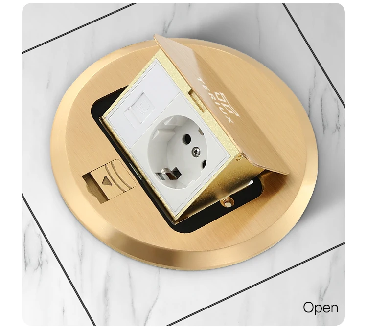 German standard brass power 16A round pop-up floor socket box